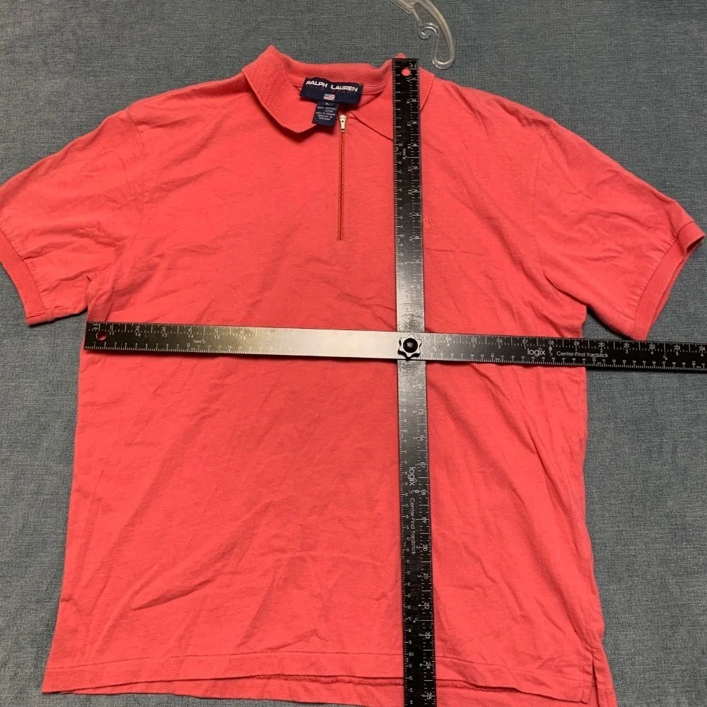 Ralph Lauren Polo Sport Shirt Mens Large Orange Cotton Golf Performance 1/4 Zip